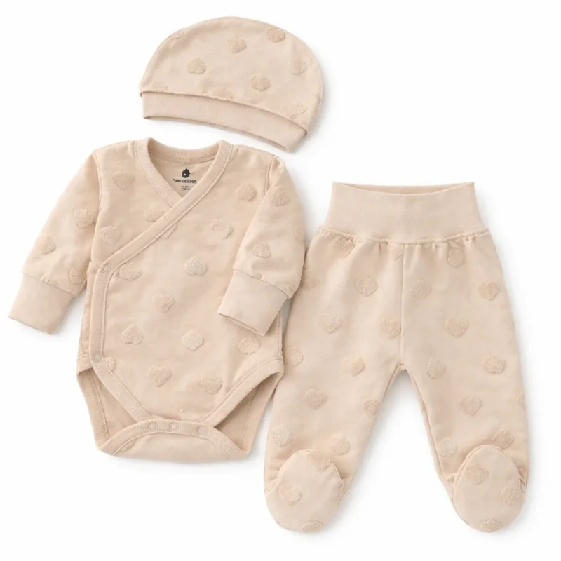 3 osaline komplekt "Beige hearts"